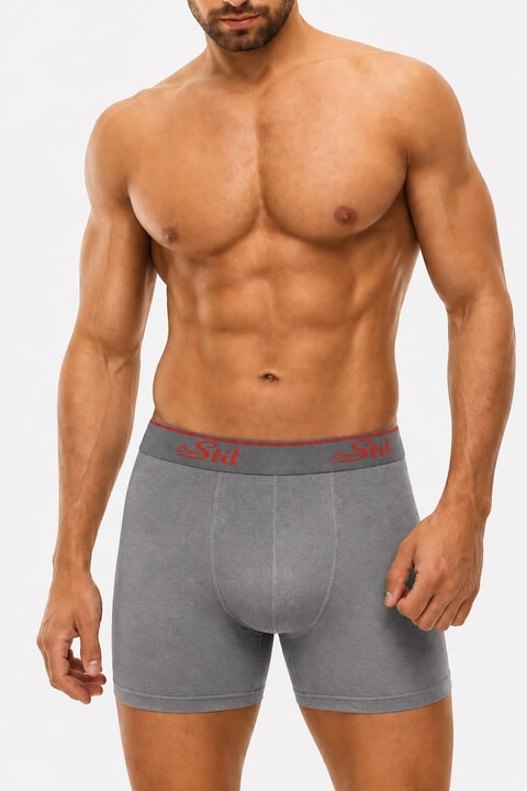Stil Erkek Elestan Likralı Boxer Gri
