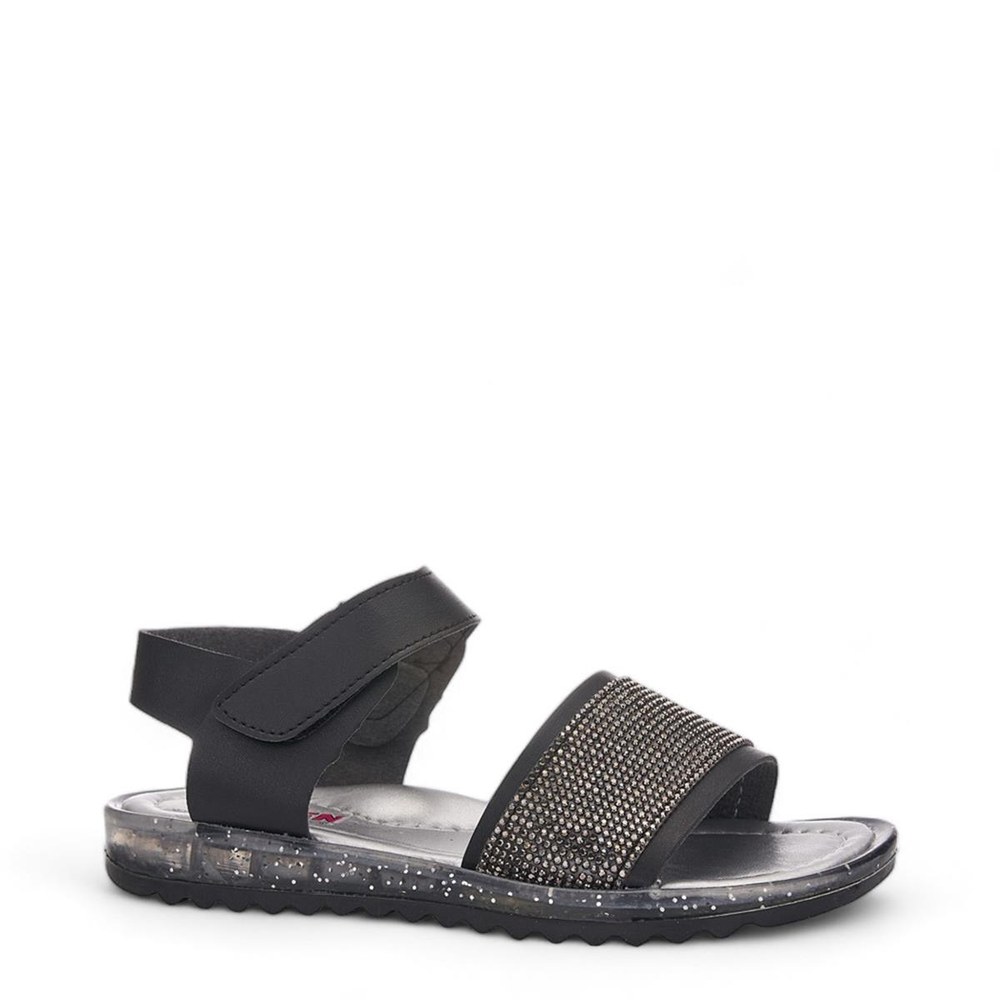 ARZEN Sandalet 015 7 Siyah Simli Taşlı