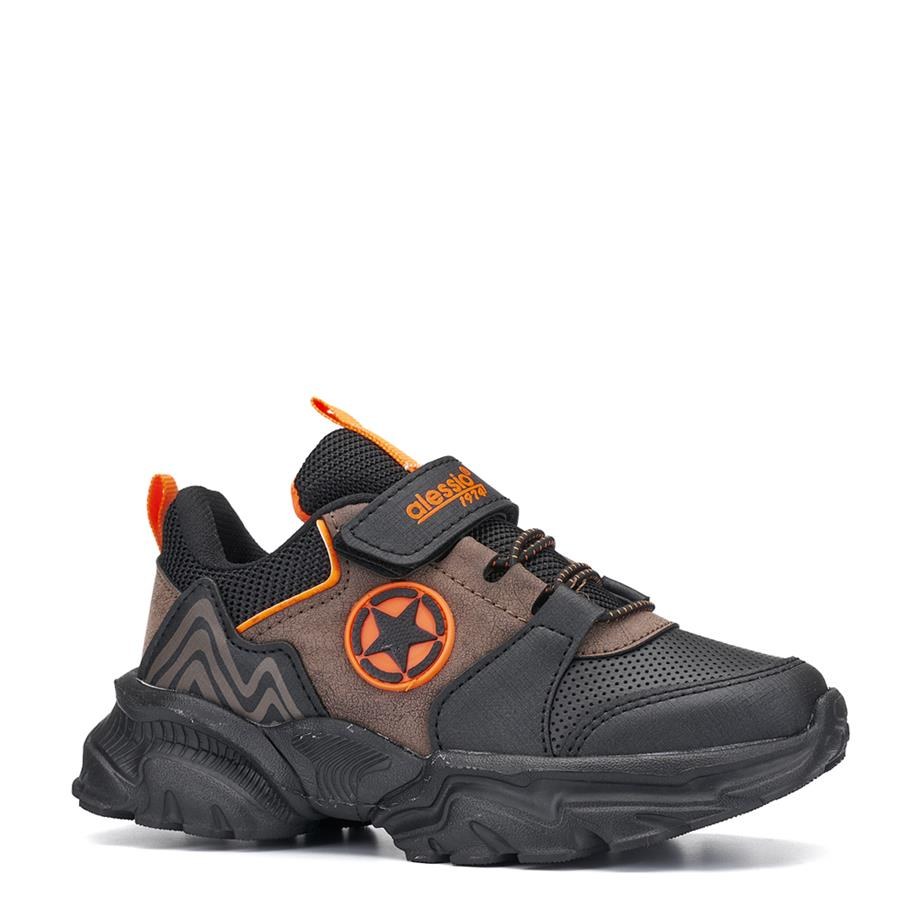 ALESSİO Spor T-021 Siyah Kahve Flo Turuncu