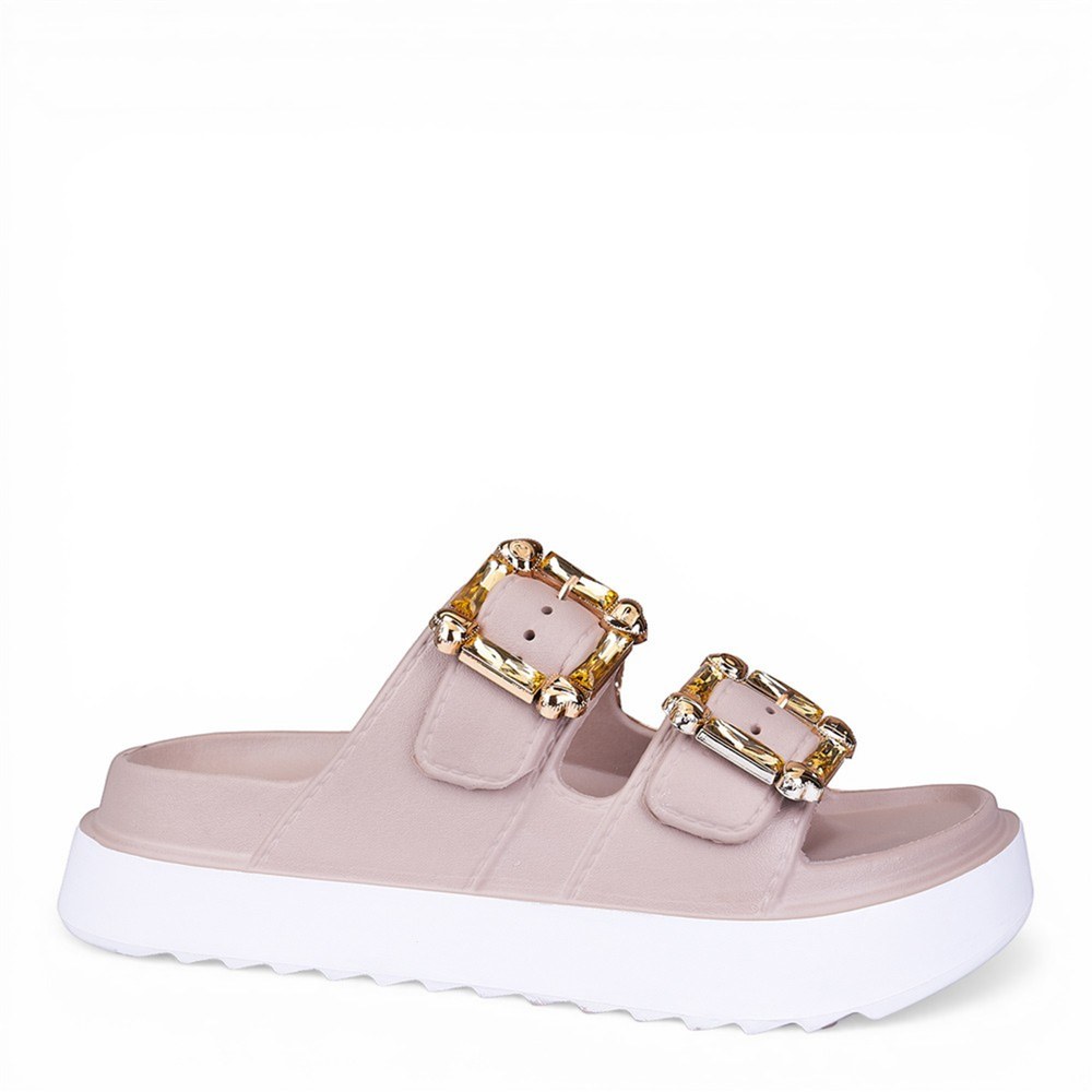 AKINAL Terlik E474.Z.000 Camel Beyaz