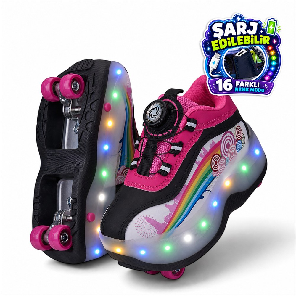 PANTER KİDS F Spor Paten 002 Siyah Fuşya (1)