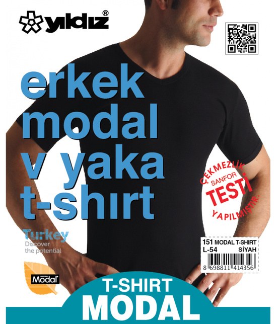 Yıldız 151 Modal V Yaka Siyah Tshırt