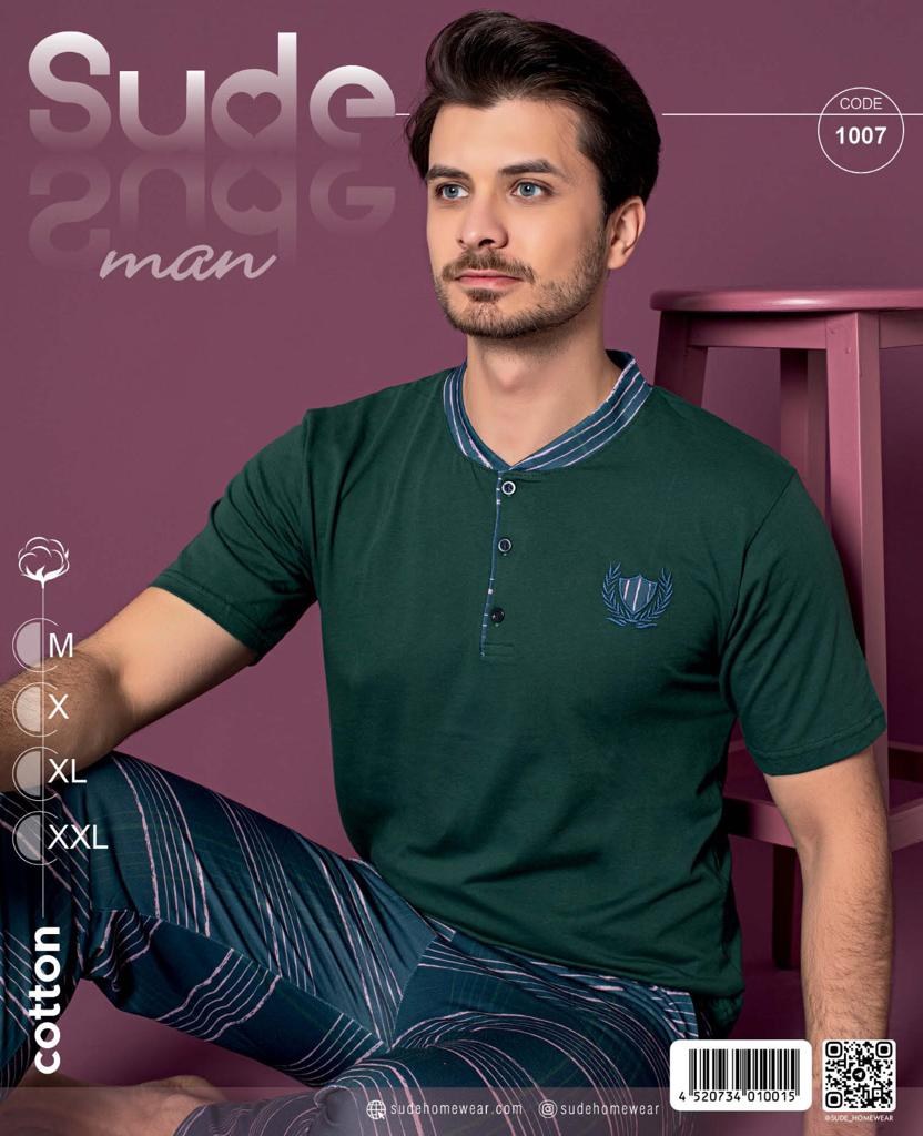 Sude Ctn K-1007 Erkek K.Kol Modal Pijama Takımı