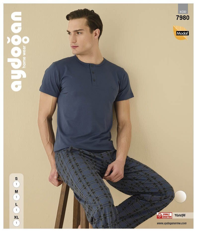 Aydoğan 7980 Bay Kısa Kol Pijama Takım