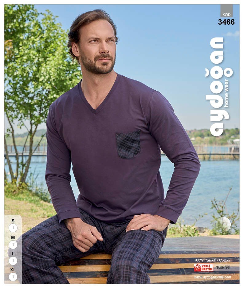 Aydoğan 3466 Erkek Modal Uzun Kol Pijama Takım