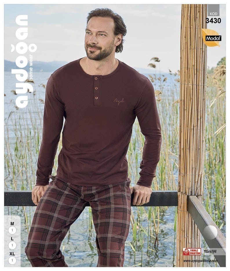 Aydoğan 3430 Bay Modal U.Kol Pijama Takım