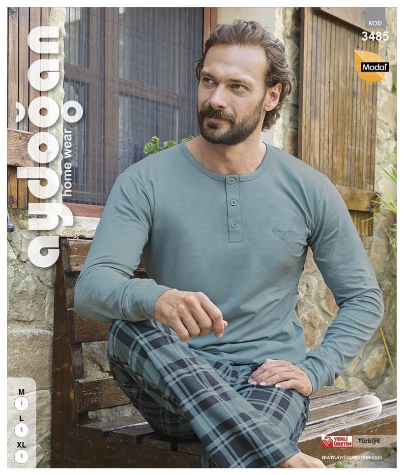 Aydoğan 3485 Bay Modal U.Kol Pijama Takım