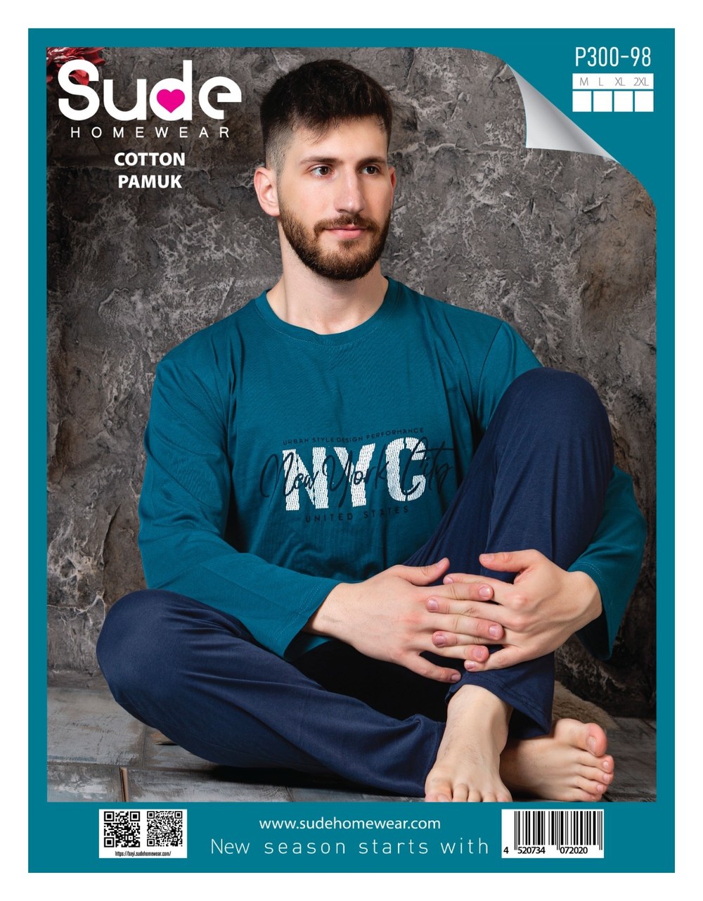 Sude P-300-98 Erkek Penye Suprem U.Kol Pj Takım