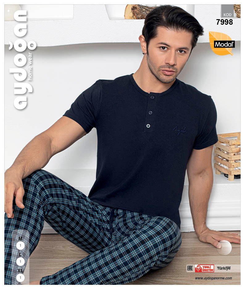 Aydoğan 7998 Erkek Modal Patlı Kısa Kol Pijama Takım