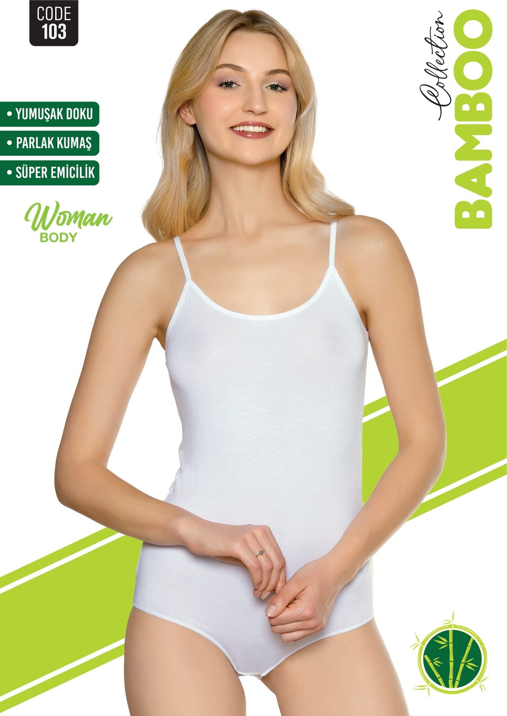 Sortie Bayan Bamboo İp Askı Çıtçıtlı Badi