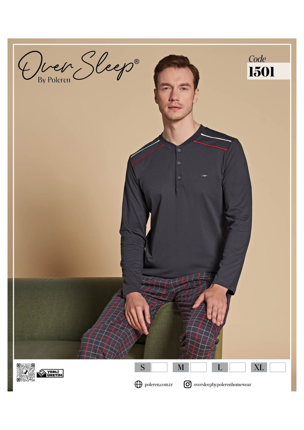 Over Sleep 1501 Füme Erkek Pijama Takım