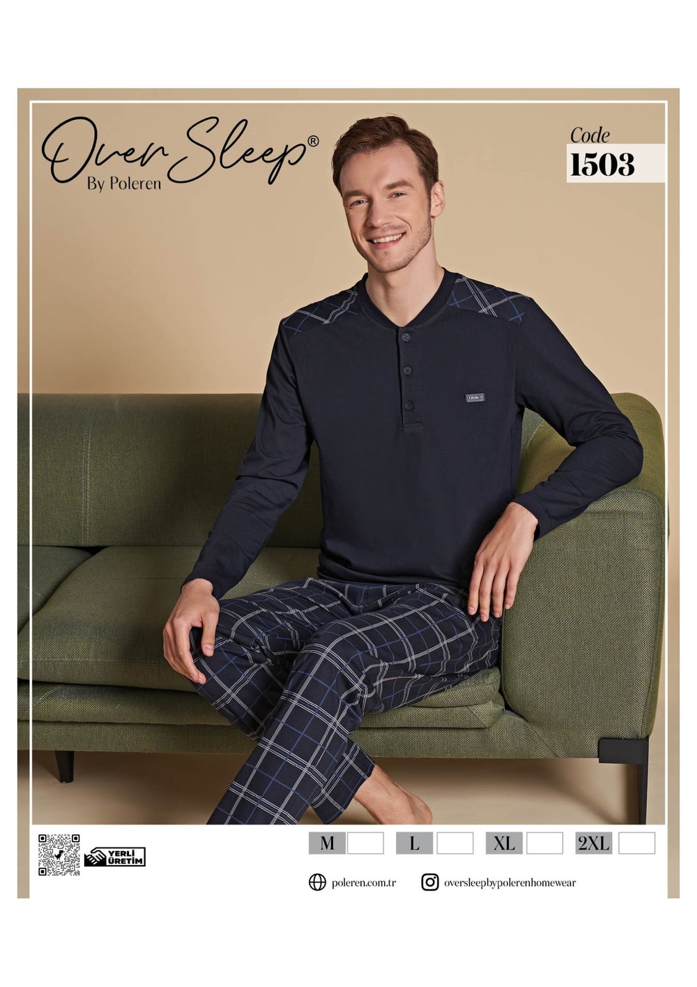 Over Sleep Poleren 1503 Lacıvert Erkek Pijama Takım