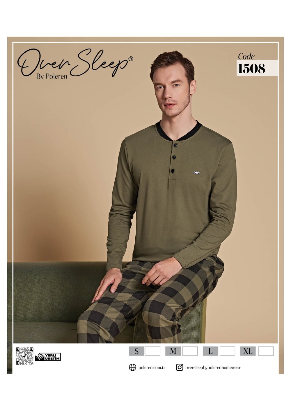Over Sleep 1508 Poleren Yeşil Erkek Pijama Takım