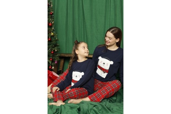 Elitol 1270-4 Bayan Lacıvert Pamuklu Likralı Pijama Takımı