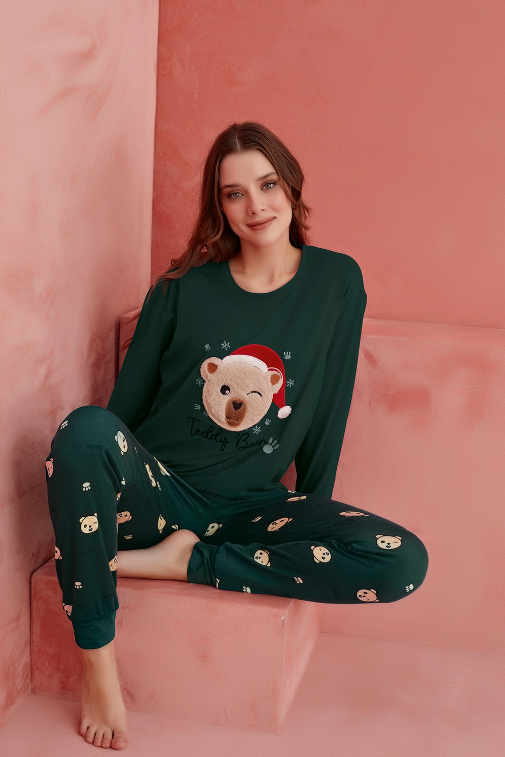 Elitol 1190-24 Bayan Yeşil Thermal Pijama Takımı