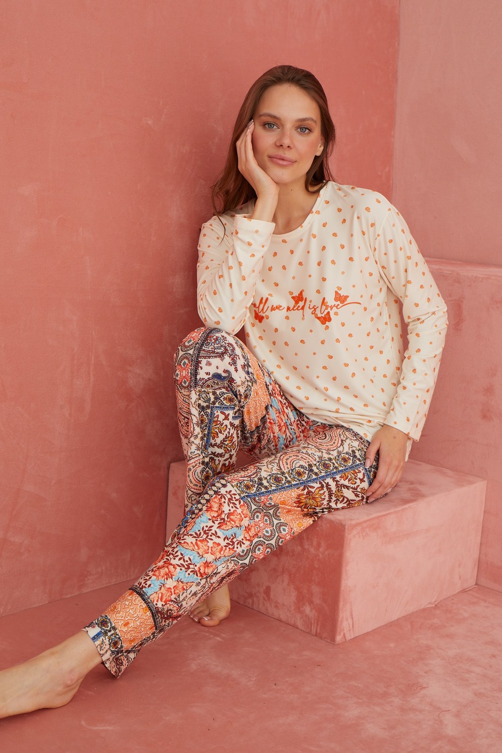 Elitol 1181-4 Marla Bayan Ekru Pijama Takım
