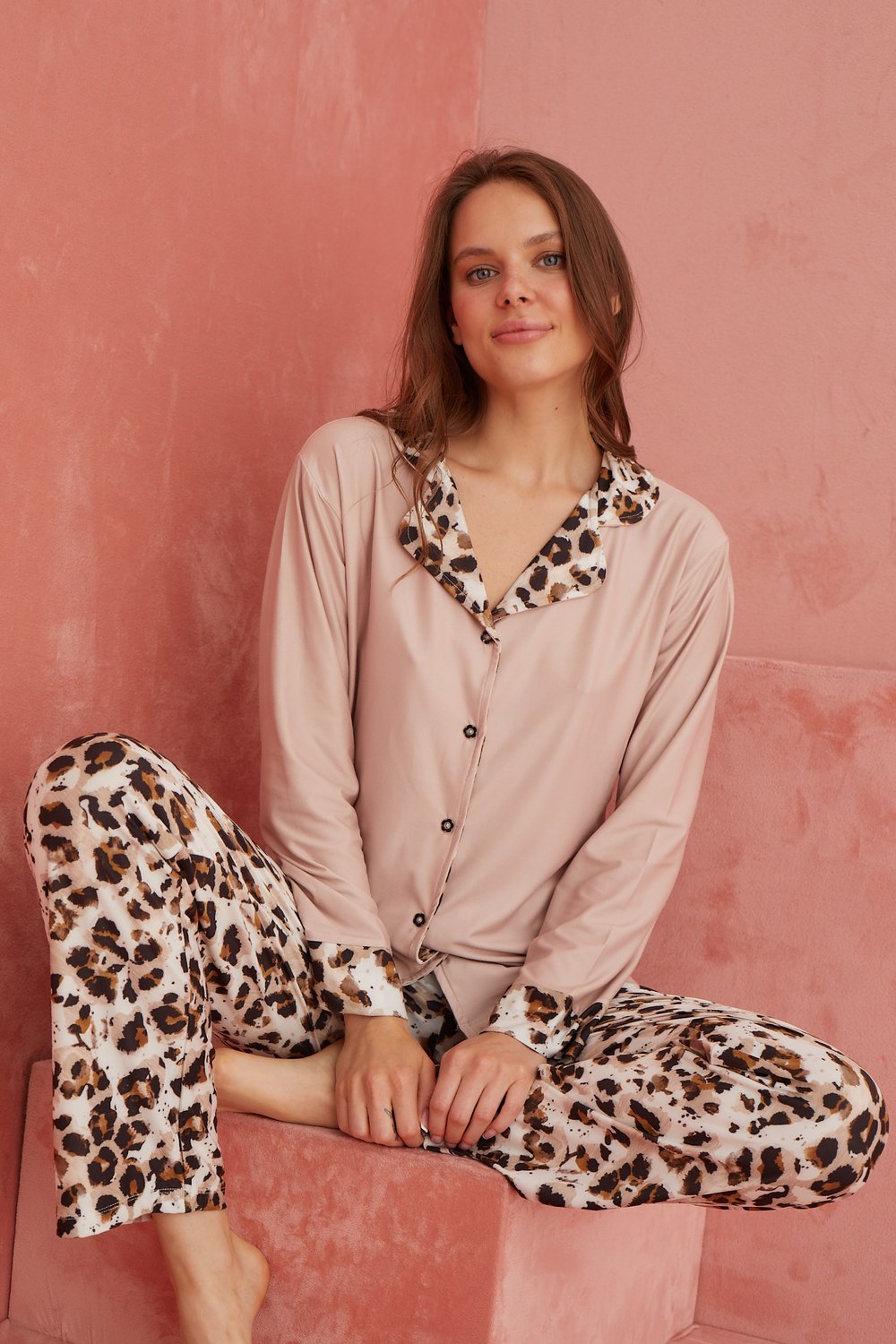 Elitol 1182-13 Marla Bayan Vizon Düğmeli Pijama Takım