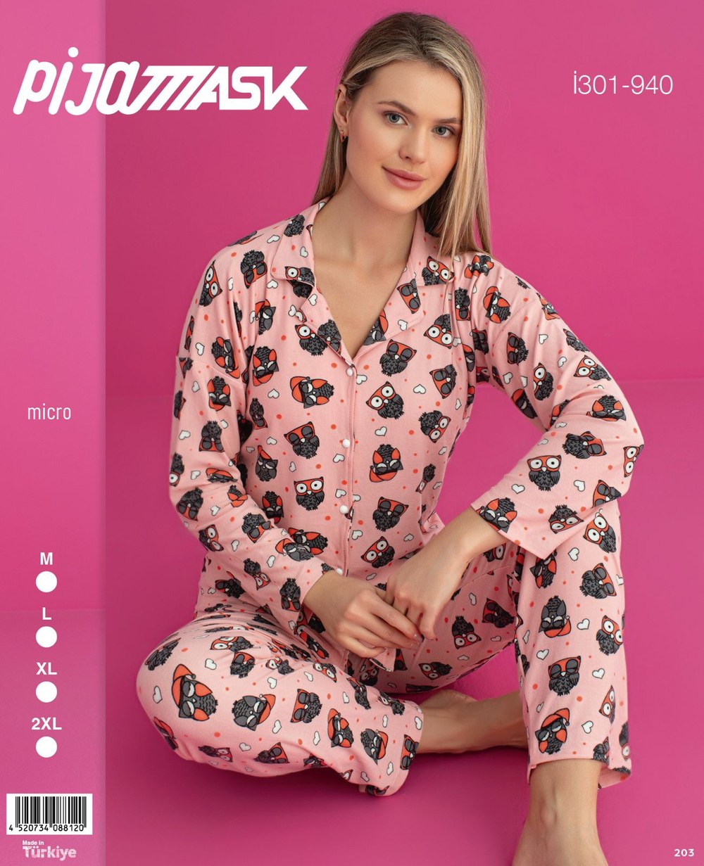 Pijamaks İ-301-940 Bayan Micro Gömlek U.Kol Pj Tkm