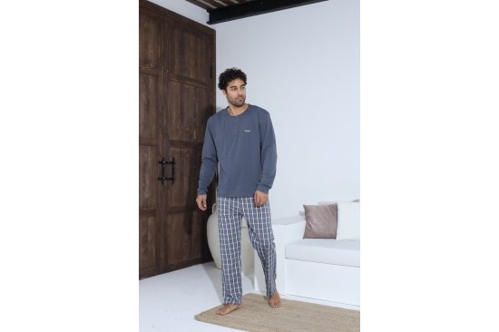 Boyraz 70027 Erkek Süprem Penye U.Kol Pijama Takımı