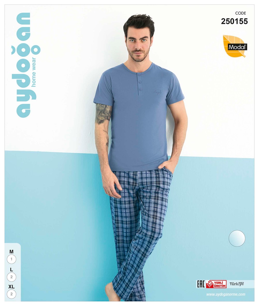 Aydoğan 250155 Erkek Modal Patlı K.Kol Pijama Takımı
