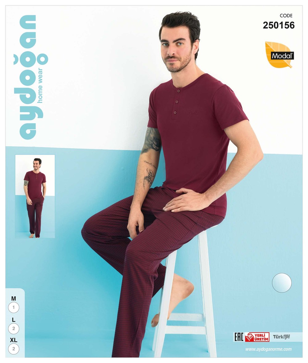 Aydoğan 250156 Erkek Modal Patlı K.Kol Pijama Takımı