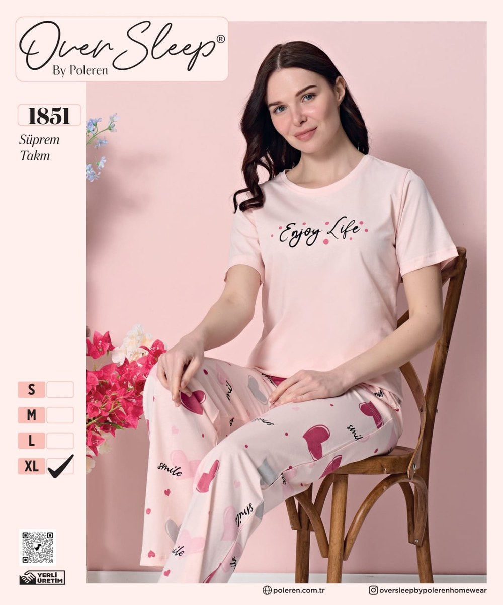 Over Sleep Bayan Poleren L Pudra Pijama Takım