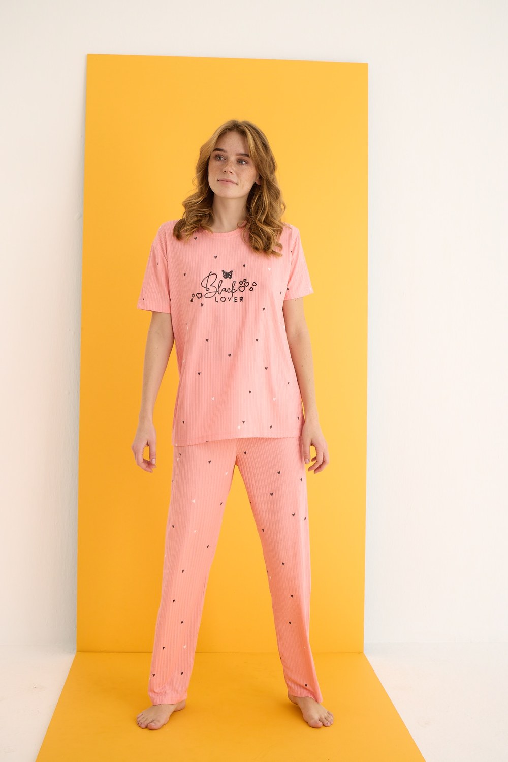 Eliz 7021-9 Bayan Zincir Pembe Pijama Takım