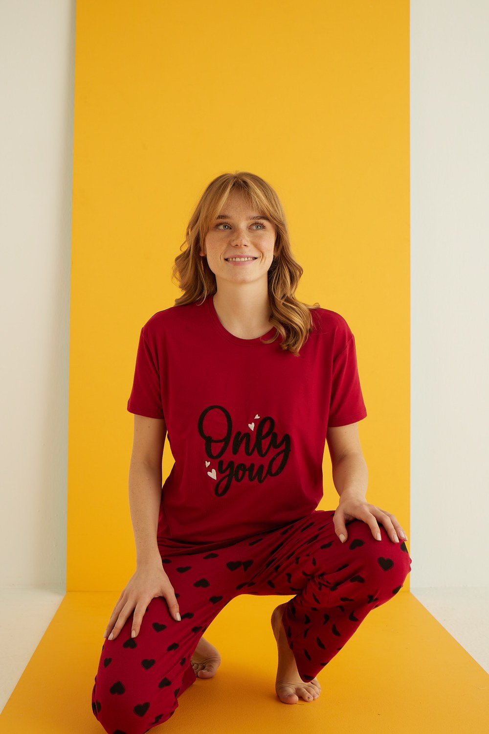 Eliz 7051-14 Bayan Bamboo Bordo Pijama Takım