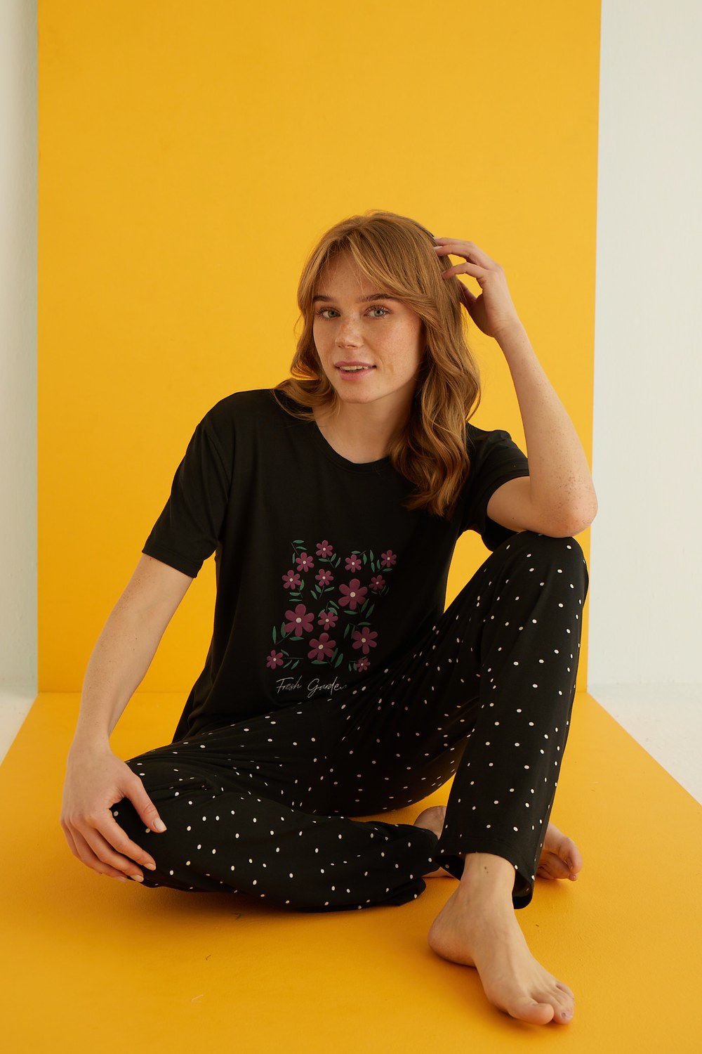 Eliz 7051-9 Bayan Bamboo Siyah Pijama Takım