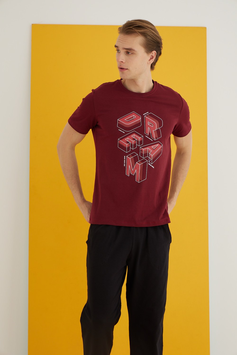 Elitol 7501-16 Erkek Bordo Pijama Takım