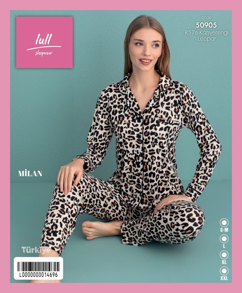 Arcan 50905 Kahve Milan Düğmeli Desenli Pijama Tkm