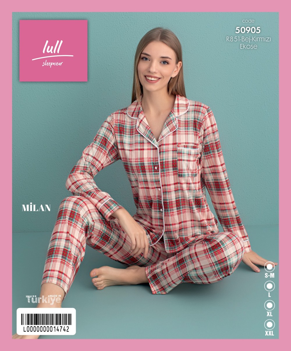Arcan 50905 Kırmızı Milan Düğmeli Desenli Pijama Tkm