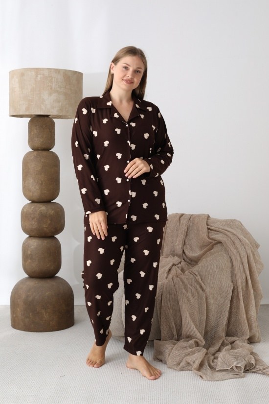 Boyraz 02171 Bayan Süet Batt.Düğmeli Pijama Takımı