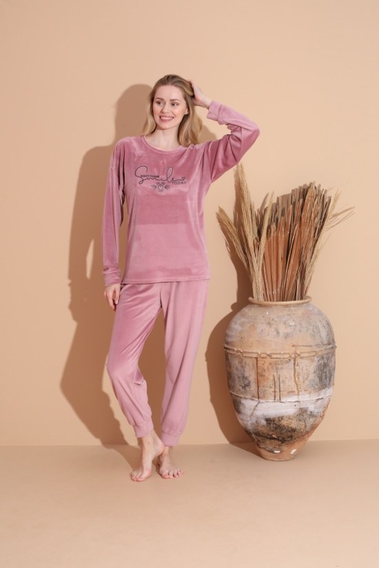 Boyraz 03089 Bayan Kadife İthal Pijama Takımı