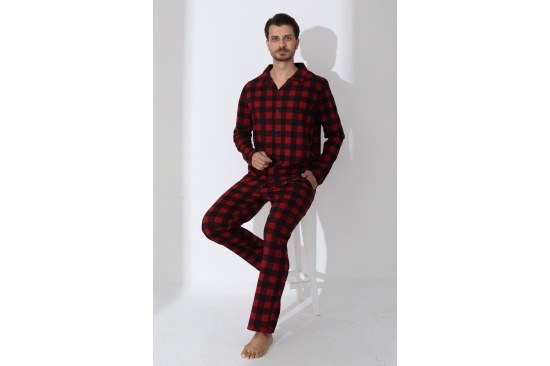 Boyraz 70092 Erkek Penye İnt.Düğmeli U.Kol Pijama Takımı