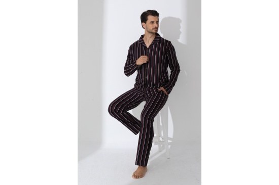 Boyraz 70093 Erkek Penye İnt.Düğmeli U.Kol Pijama Takımı