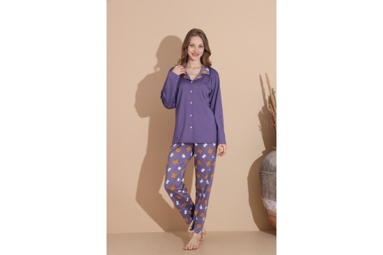 Boyraz 08031 Bayan Sendy Düğmeli Pijama Takımı