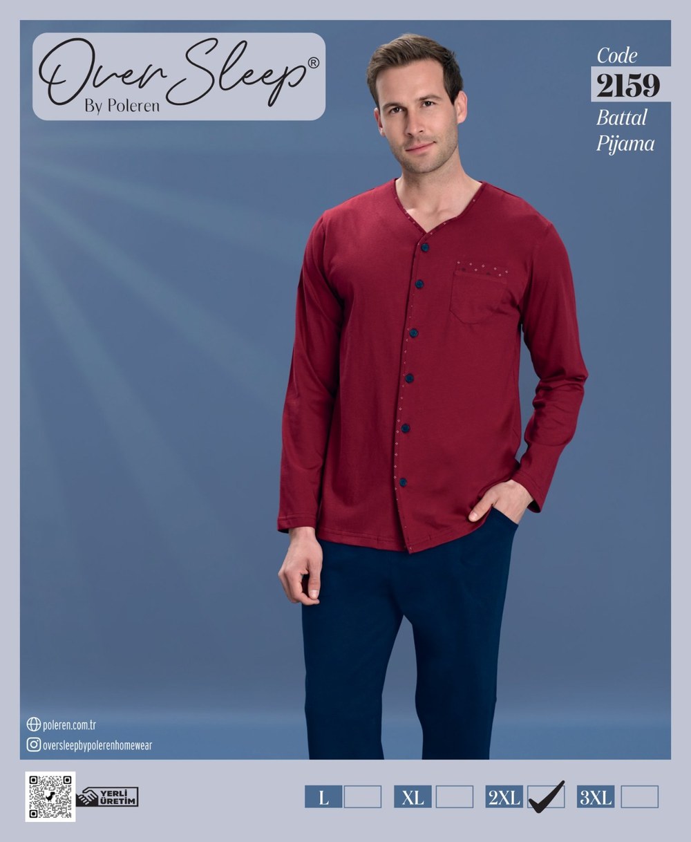 Over Sleep Erkek Poleren Battal Bordo Pijama Takım