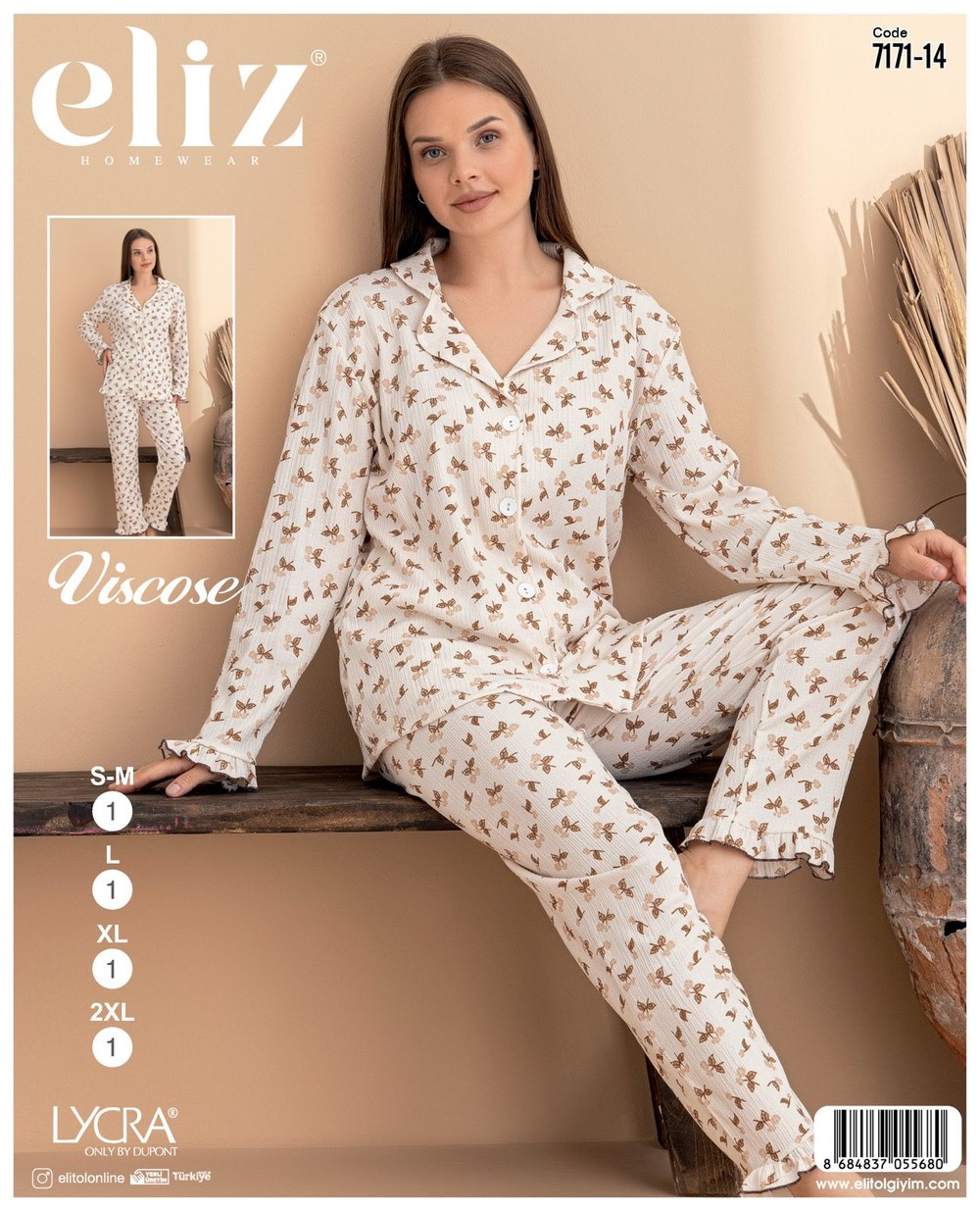 Eliz Bayan Bürümcük Düğmeli Pijama Takım