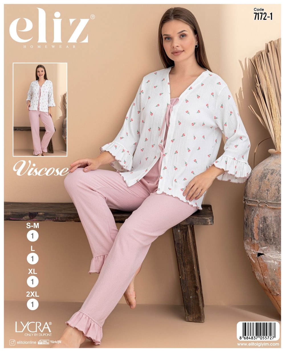 Eliz Bayan Bürümcük Sabahlık Pijama Takım
