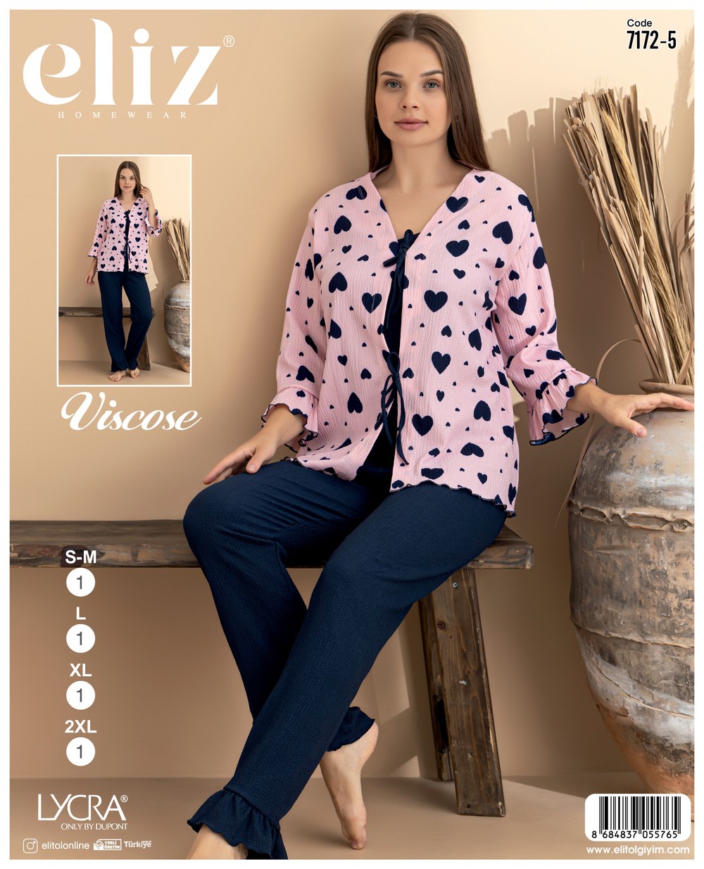 Eliz Bayan Bürümcük Sabahlık Pijama Takım