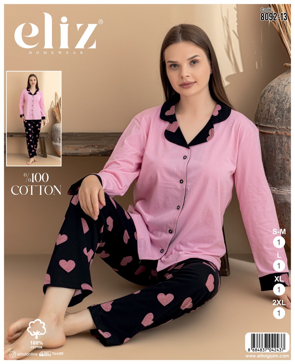 Eliz Bayan Süprem Düğmeli Pijama Takım