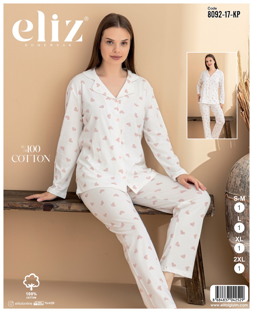 Eliz Bayan Süprem Düğmeli Pijama Takım