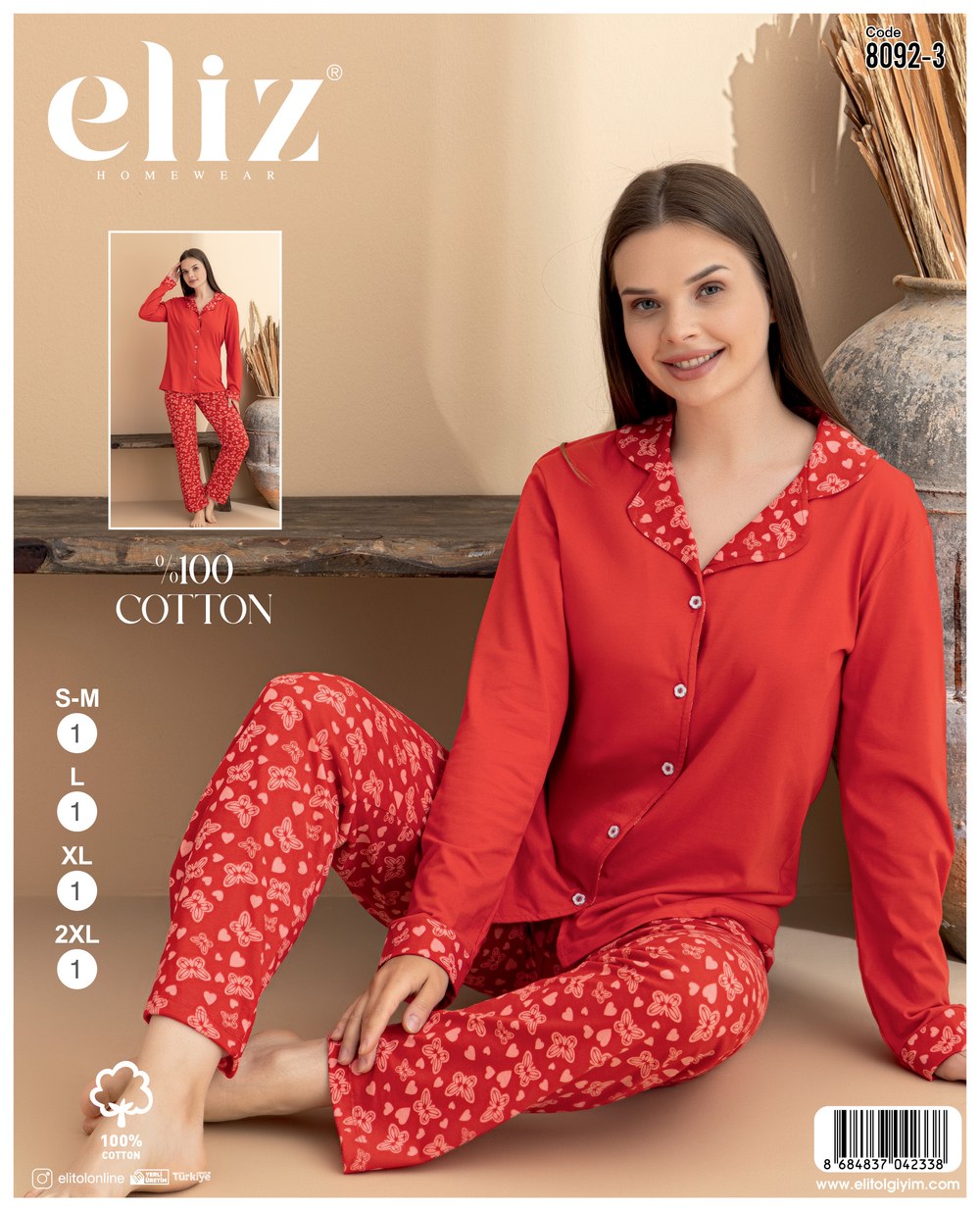 Eliz Bayan Süprem Düğmeli Pijama Takım