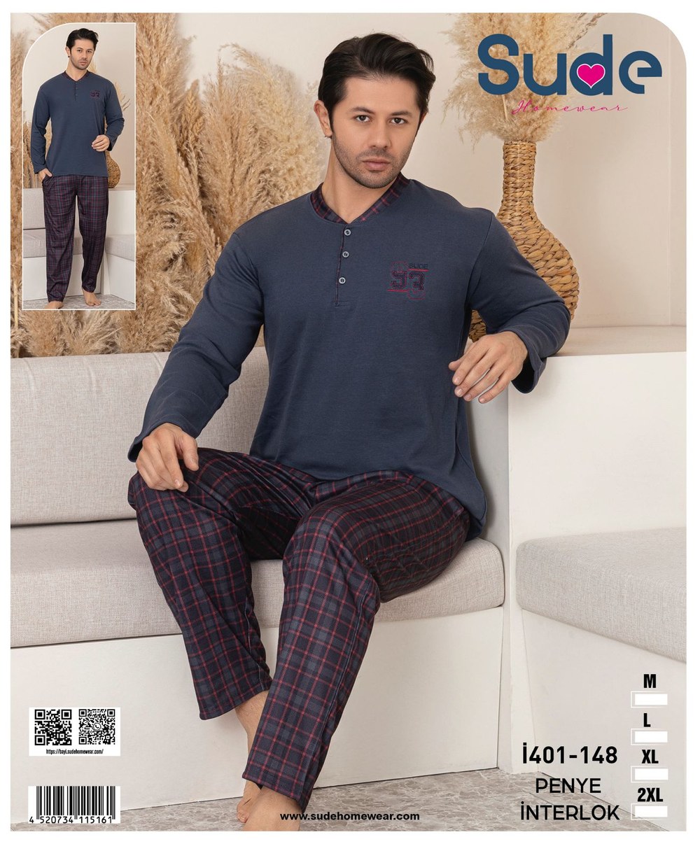 Sude İ-401-148 Erkek İnterlok Patlı Pijama Takım