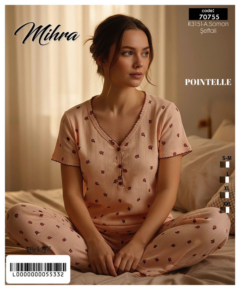 Arcan 70755-R3151 Somon Pointella Patli K.Kol Pijama Takım
