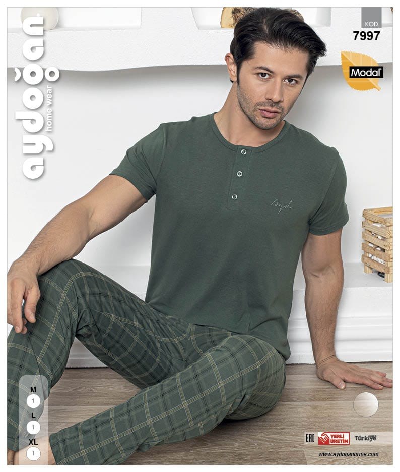 Aydoğan 7997 Erkek Modal Patlı Kısa Kol Pijama Takım