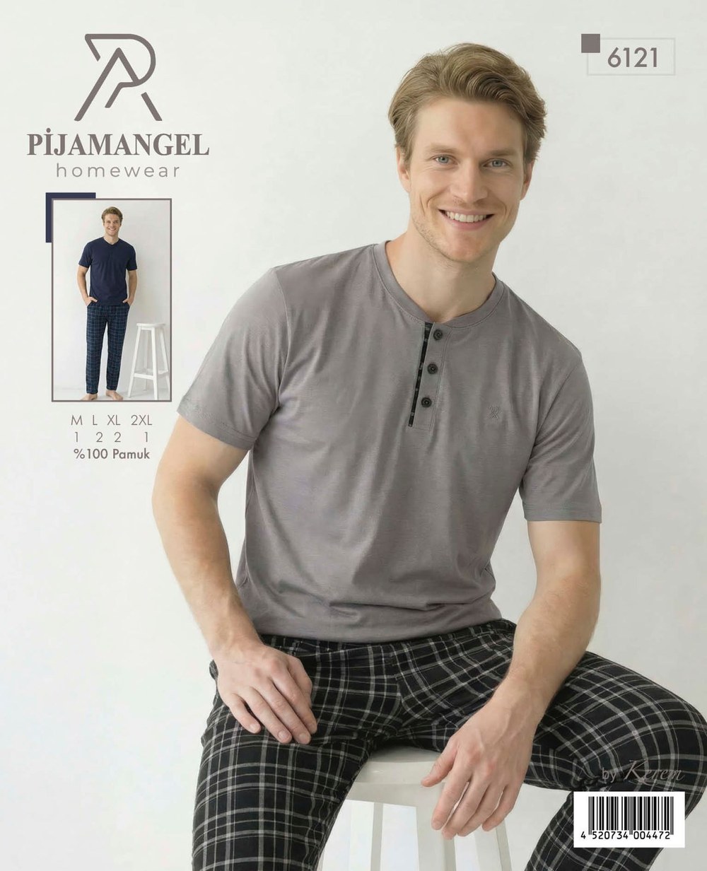 Pijamangel Erkek Penye Süprem K.Kol Pijama Takım