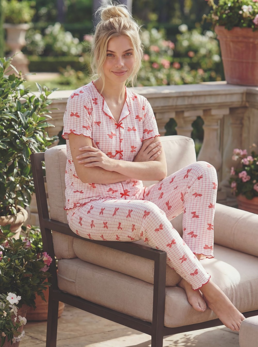 Lindros 01935 Bayan Kaşkorse Kısa Kol Pijama Takım