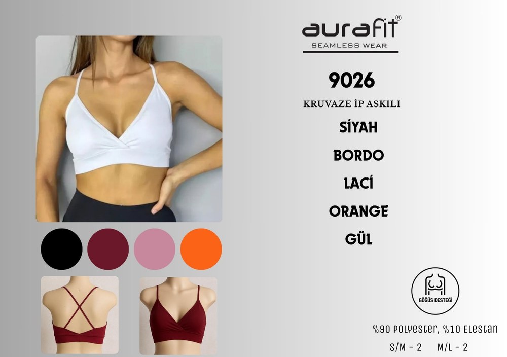 Aurafıt Bayan Kaplı Kruvaze İp Ask. Büstiyer